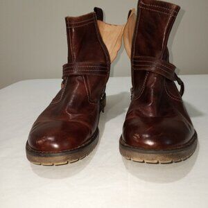 Bed Stu Warren Brown leather lace up zip boots Black ankle combat boots lace up with side zipper -faux  main image 3